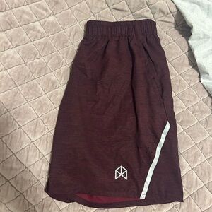 Men's Athletic Shorts in Burgundy with Reflective Trim